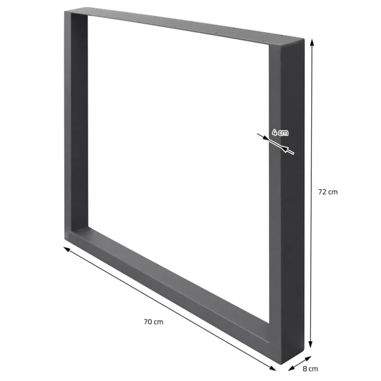 2x Tischbeine Tischkufen aus Vierkantprofilen 70x72 cm Anthrazit pulverbeschichtete Stahl