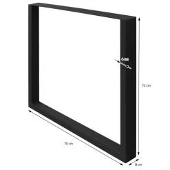 2x Tischbeine Tischkufen aus Vierkantprofilen 70x72 cm Schwarz, pulverbeschichtete Stahl