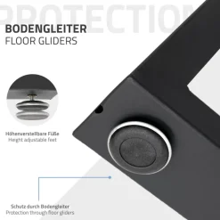 2x Tischbeine Trapez Design 60x72 cm Schwarz pulverbeschichtete Stahl Tischgestell für Esstisch Schreibtisch
