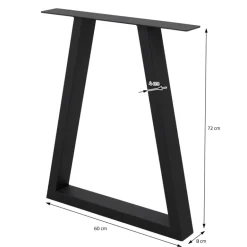 2x Tischbeine Trapez Design 60x72 cm Schwarz pulverbeschichtete Stahl Tischgestell für Esstisch Schreibtisch
