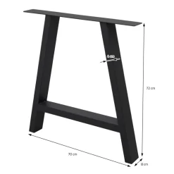2x Tischkufen A-Form 70x72 cm Schwarz aus pulverbeschichtetem Stahl Tischgestell für Esstisch und Schreibtisch