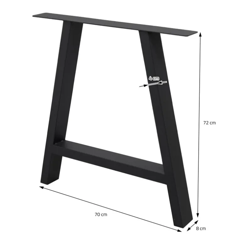 2x Tischkufen A-Form 70x72 cm Schwarz aus pulverbeschichtetem Stahl Tischgestell für Esstisch und Schreibtisch