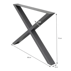 2x Tischkufen X-Design 60x72 cm Anthrazit pulverbeschichtete Stahl Tischgestell für Esstisch & Schreibtisch