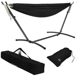 XXL Hängematte mit Stahlgestell bis 250 kg Schwarz inkl. Tragetasche ML-Design