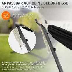 XXL Hängematte mit Stahlgestell bis 250 kg Schwarz inkl. Tragetasche ML-Design