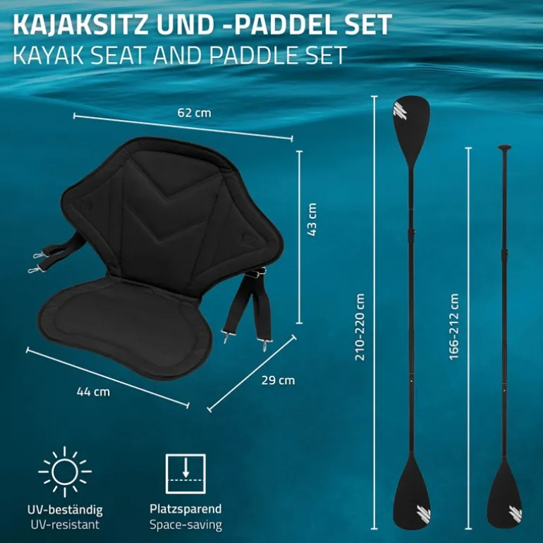 Zubehör Set Kajak Sitz und 2 in 1 Paddel für Stand Up Paddle SUP Board