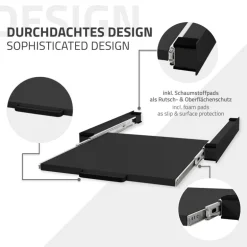 Zwischenbaurahmen für Waschmaschine Verbindungsrahmen mit ausziehbarer Ablage 60x60 cm in Schwarz ML-Design