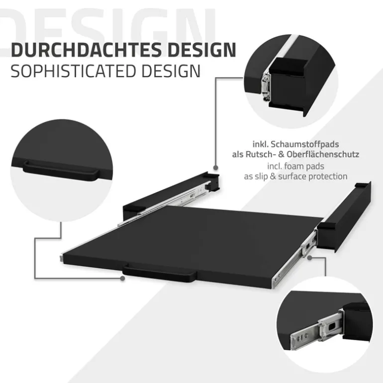 Zwischenbaurahmen für Waschmaschine Verbindungsrahmen mit ausziehbarer Ablage 60x60 cm in Schwarz ML-Design