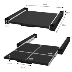 Zwischenbaurahmen für Waschmaschine Verbindungsrahmen mit ausziehbarer Ablage 60x60 cm in Schwarz ML-Design