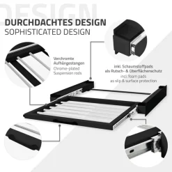 Zwischenbaurahmen für Waschmaschine Verbindungsrahmen mit ausziehbarer Wäscheleine 60,5x54,5 cm in Schwarz ML-Design