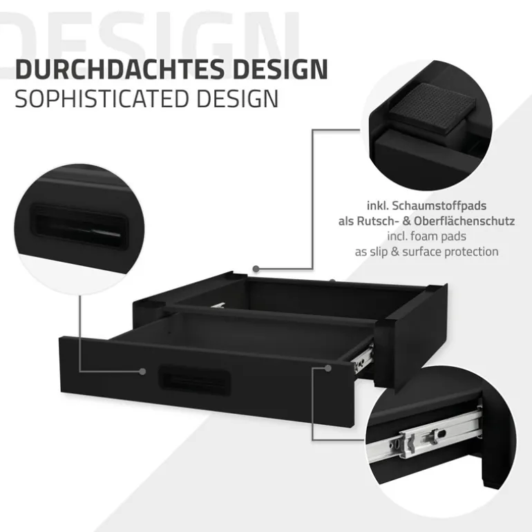 Zwischenbaurahmen für Waschmaschine Verbindungsrahmen mit Schublade 60,5x54 cm in Schwarz ML-Design