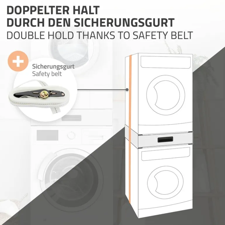 Zwischenbaurahmen für Waschmaschine Verbindungsrahmen mit Schublade 60,5x54 cm in Weiß ML-Design